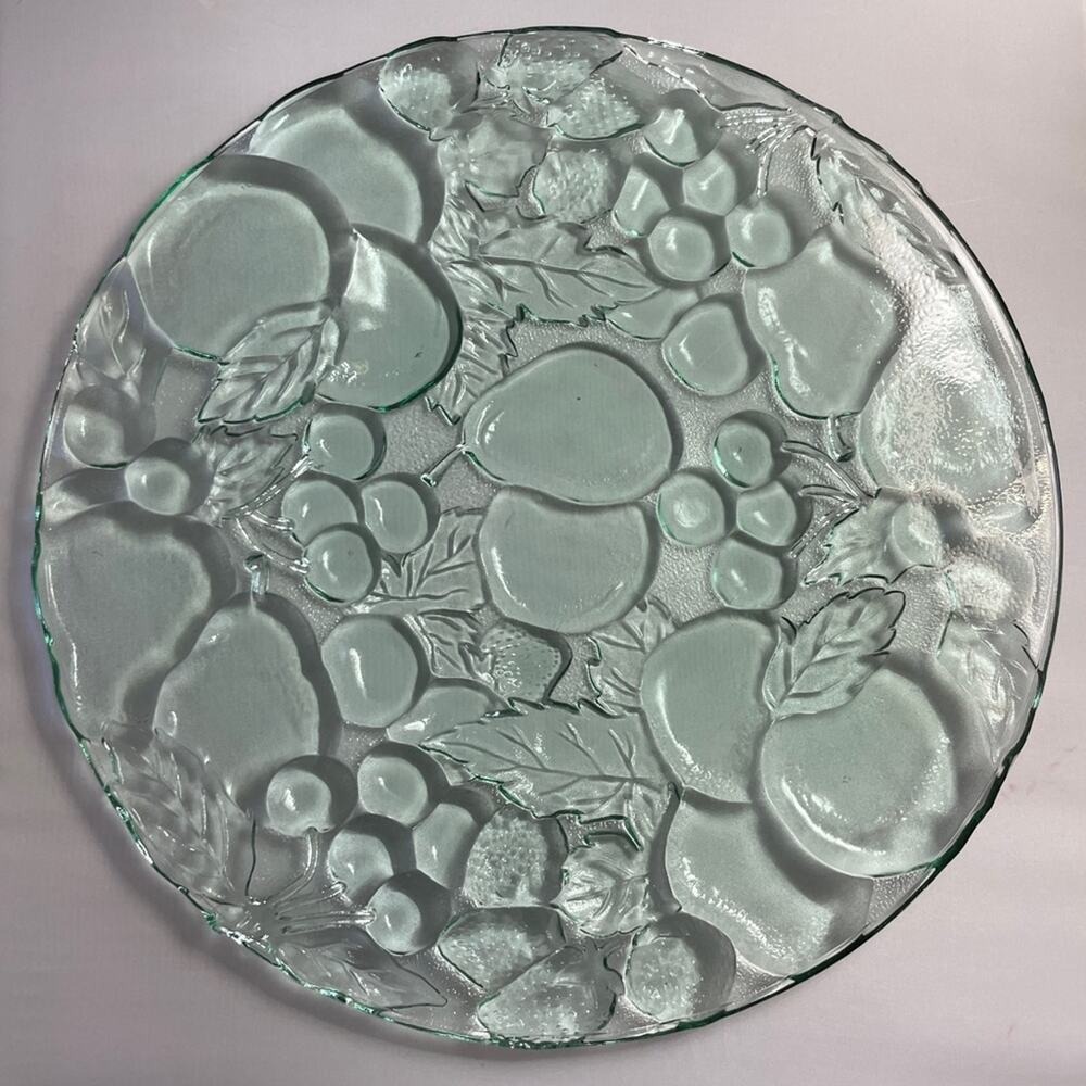 Vintage Indiana Glass Madeira Green 13" Fruit Platter